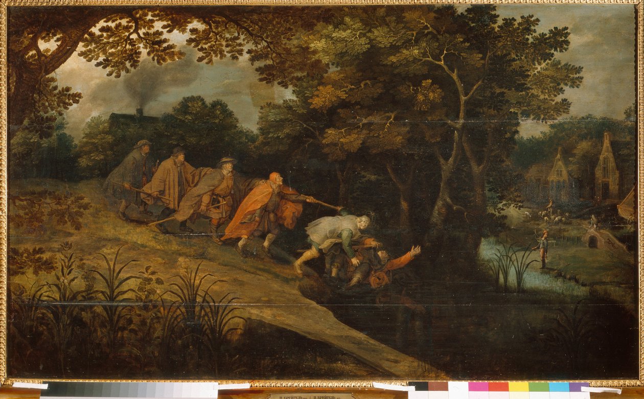 O cego guiando o cego. Pintura de Pieter Bruegel disse que o jovem (ou Pierre Breugel ou Peter Brueghel ou Breughel) (por volta de 1564-1638), óleo sobre madeira. arte primitiva flamenga de Pieter the Younger Brueghel