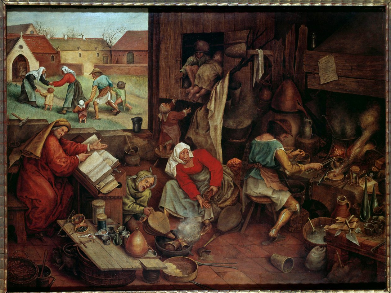 O alquimista Pintura de Pieter o Jovem chamado Brueghel d