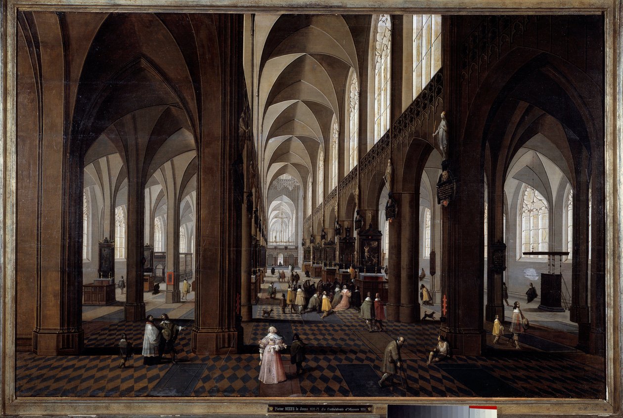 Vista interior da Catedral de Antuérpia Pintura de Pieter Neefs a Jeune (1620-1675) de Pieter the Younger Neefs