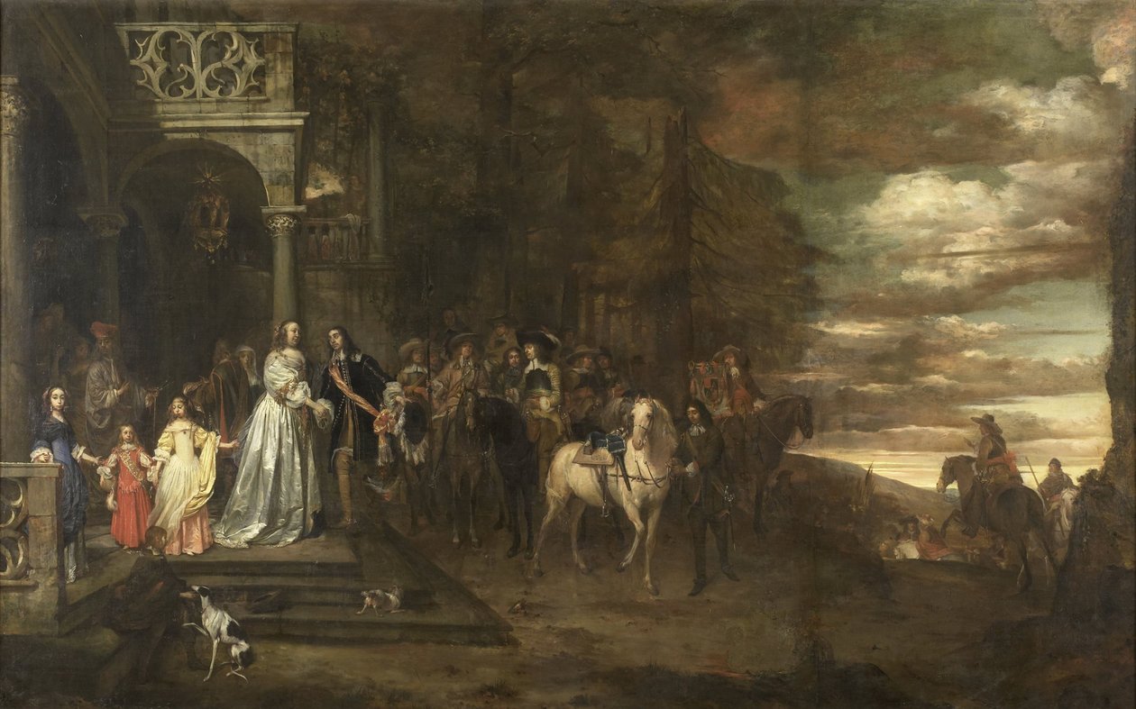 A despedida do capitão Hendrik de Sandra (1619-1707), despachado por sua esposa e filhos de Pieter van Anraedt
