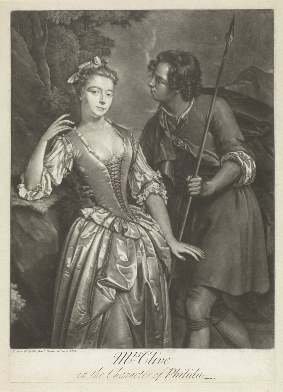 A atriz Catherine Clive no papel de Phyllida de Pieter van Bleeck