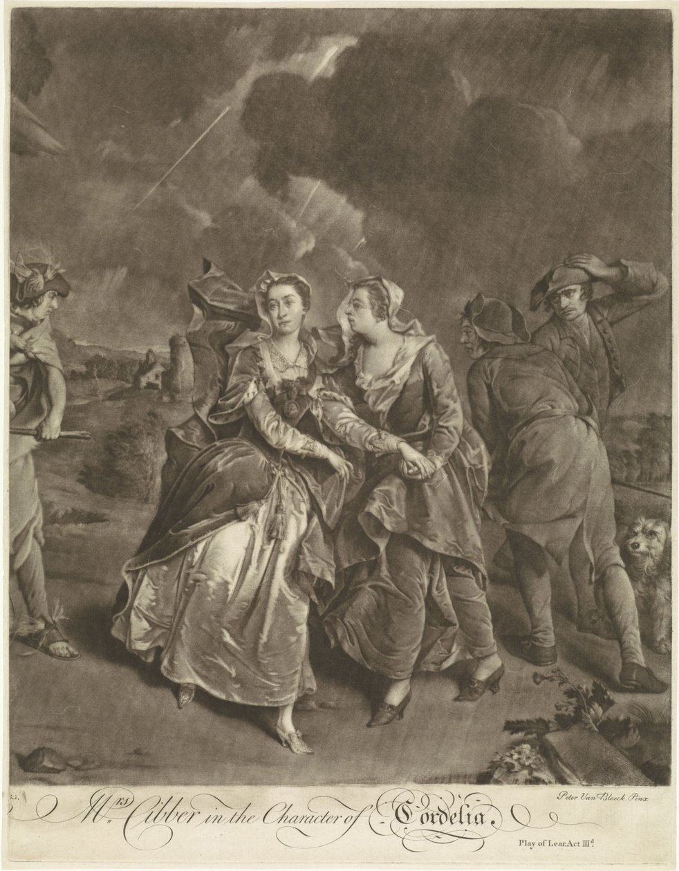 A actriz Susannah Maria Cibber no papel de Cordelia de Pieter van Bleeck