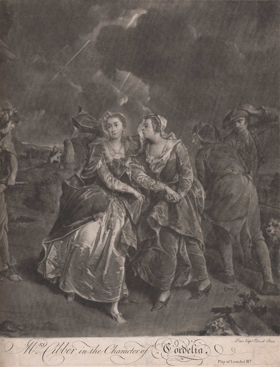 A Sra. Cibber na Personagem de Cordelia em Peça de Teatro do Rei Lear, Acto III de Pieter van Bleeck
