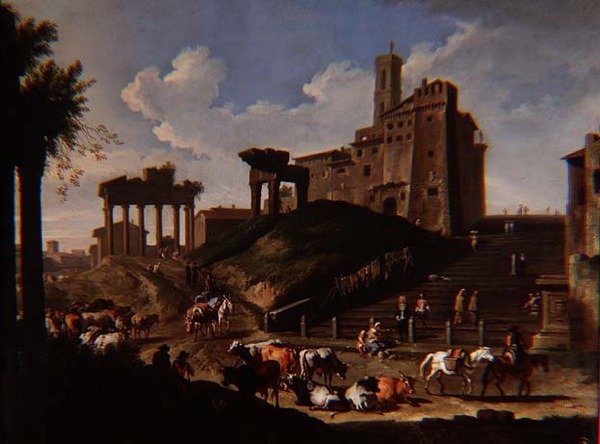 Vista de Capriccio do Campo Vacchino de Pieter van Bloemen