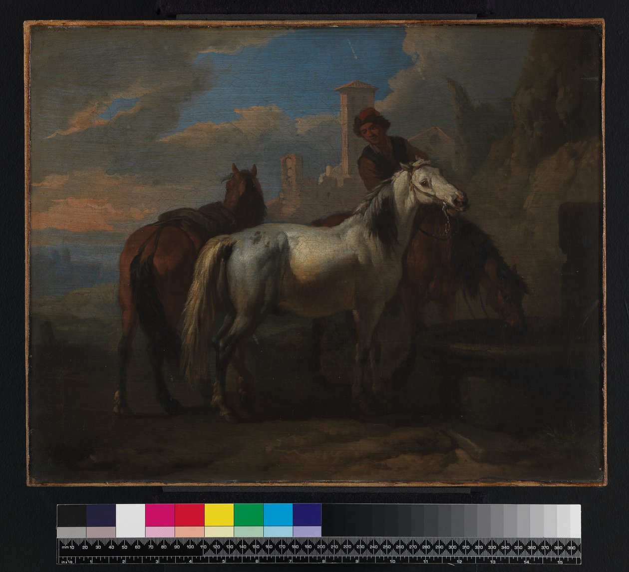 Cavalos bebendo em uma fonte, antes de 1720 de Pieter van Bloemen