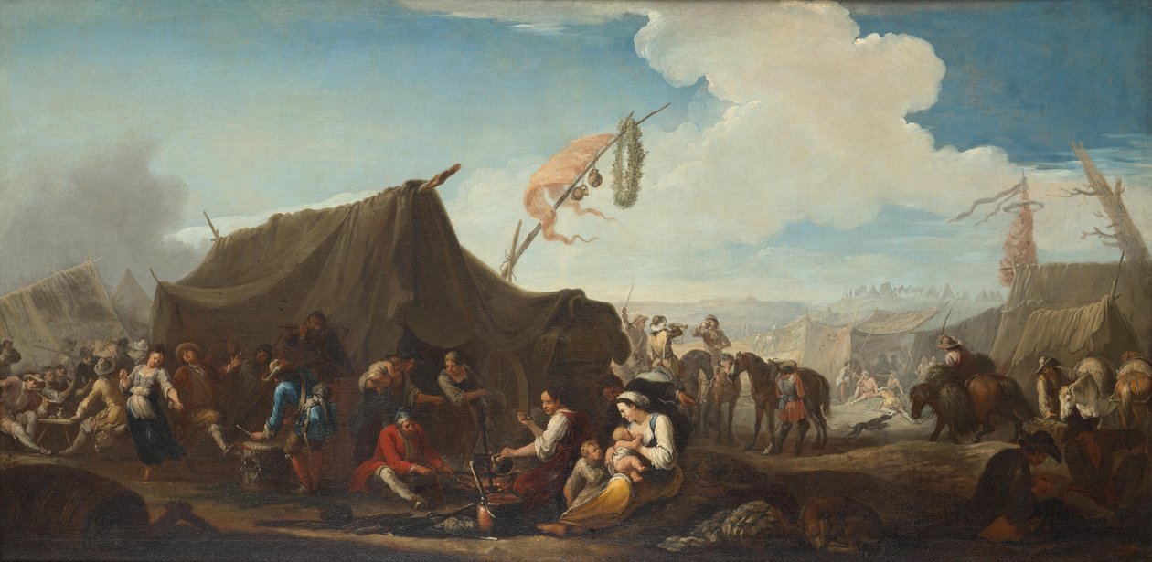 Vida no campo com a tenda sutler de Pieter van Bloemen