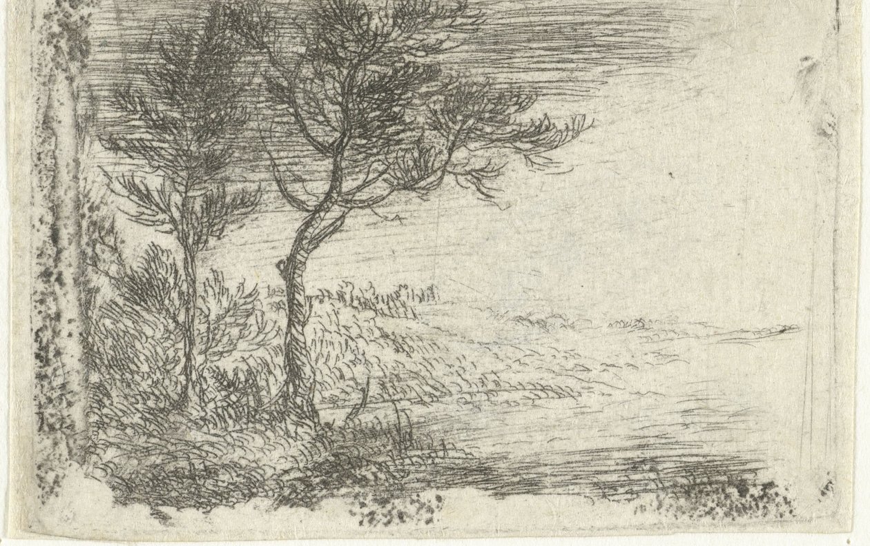 Alemão: Paisagem com duas árvores de Pieter van Laer