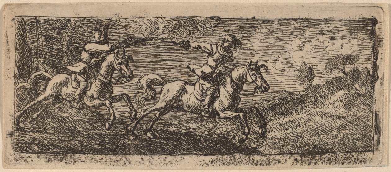 Dois cavaleiros lutando de Pieter van Laer