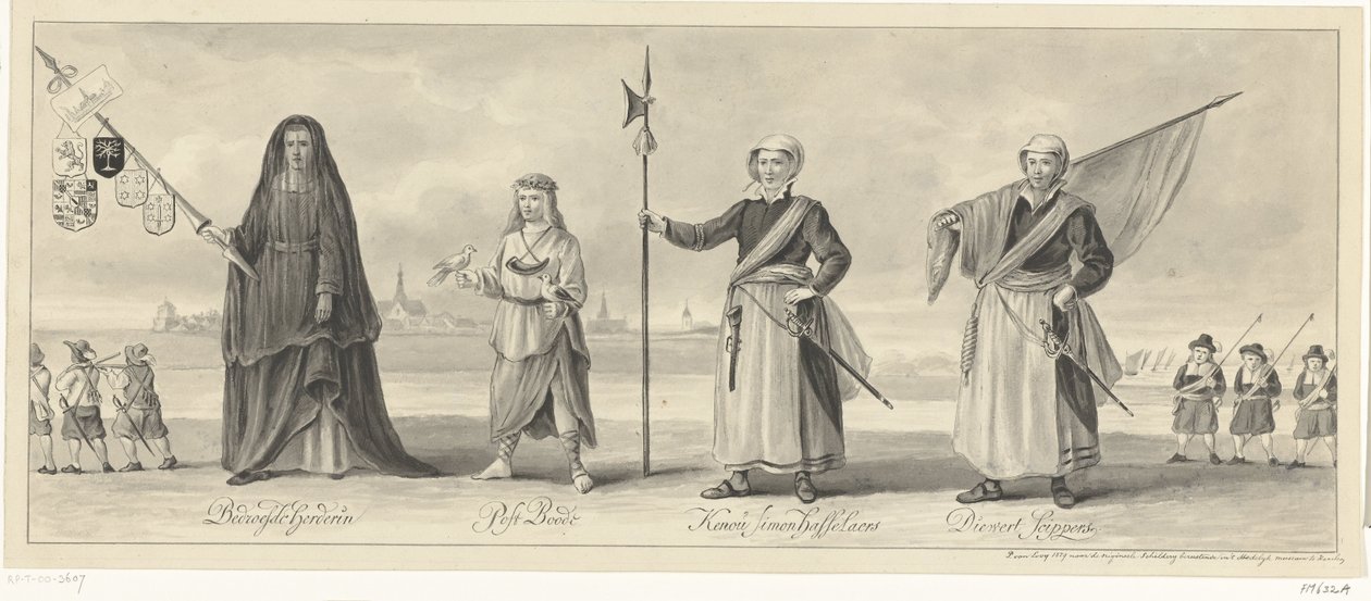 Procissão da Câmara dos Retóricos de Haarlem na Comemoração do Cerco de Haarlem, c. 1660 de Pieter van Looy (signed by artist)