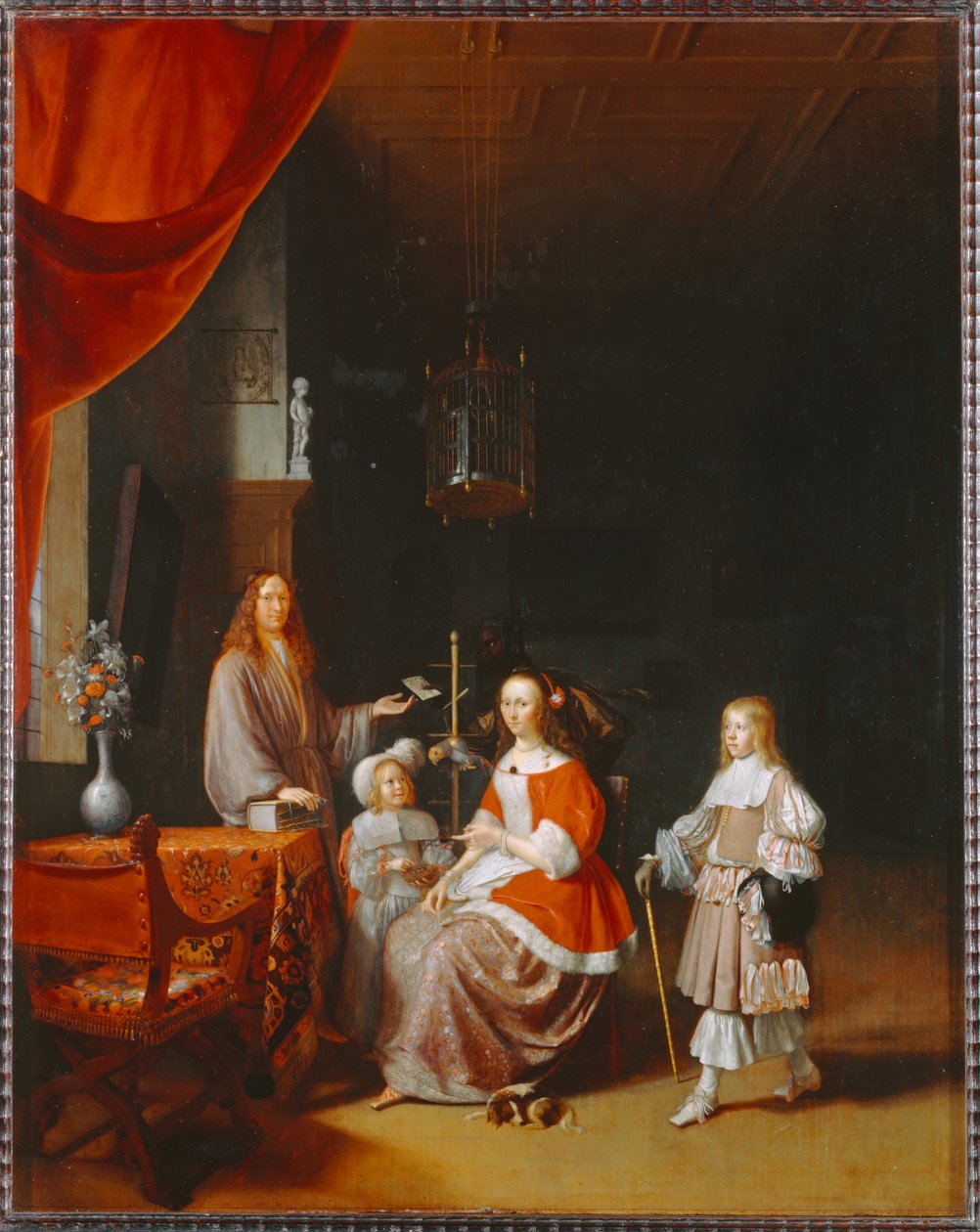 Frans Meerman, funcionário municipal de Leiden e a sua família ... de Pieter van Slingelandt