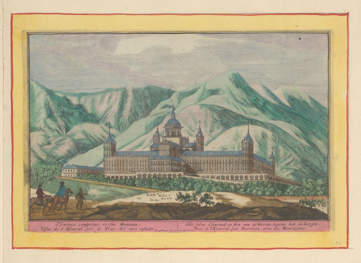 Vista traseira do Escorial O próprio Escurial; ser visto por trás, contra as Montanhas (título no objeto) Theatrum Hispaniae (...) (título da série) de Pieter van den Berge