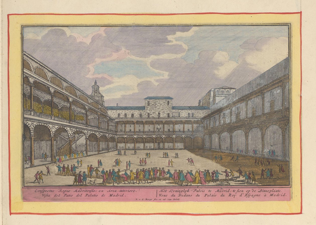 Pátio do Palácio Real em Madrid
O Palácio Real de Madrid; em vista no pátio interior (título sobre o objecto)
Theatrum Hispaniae (...) (título da série) de Pieter van den Berge