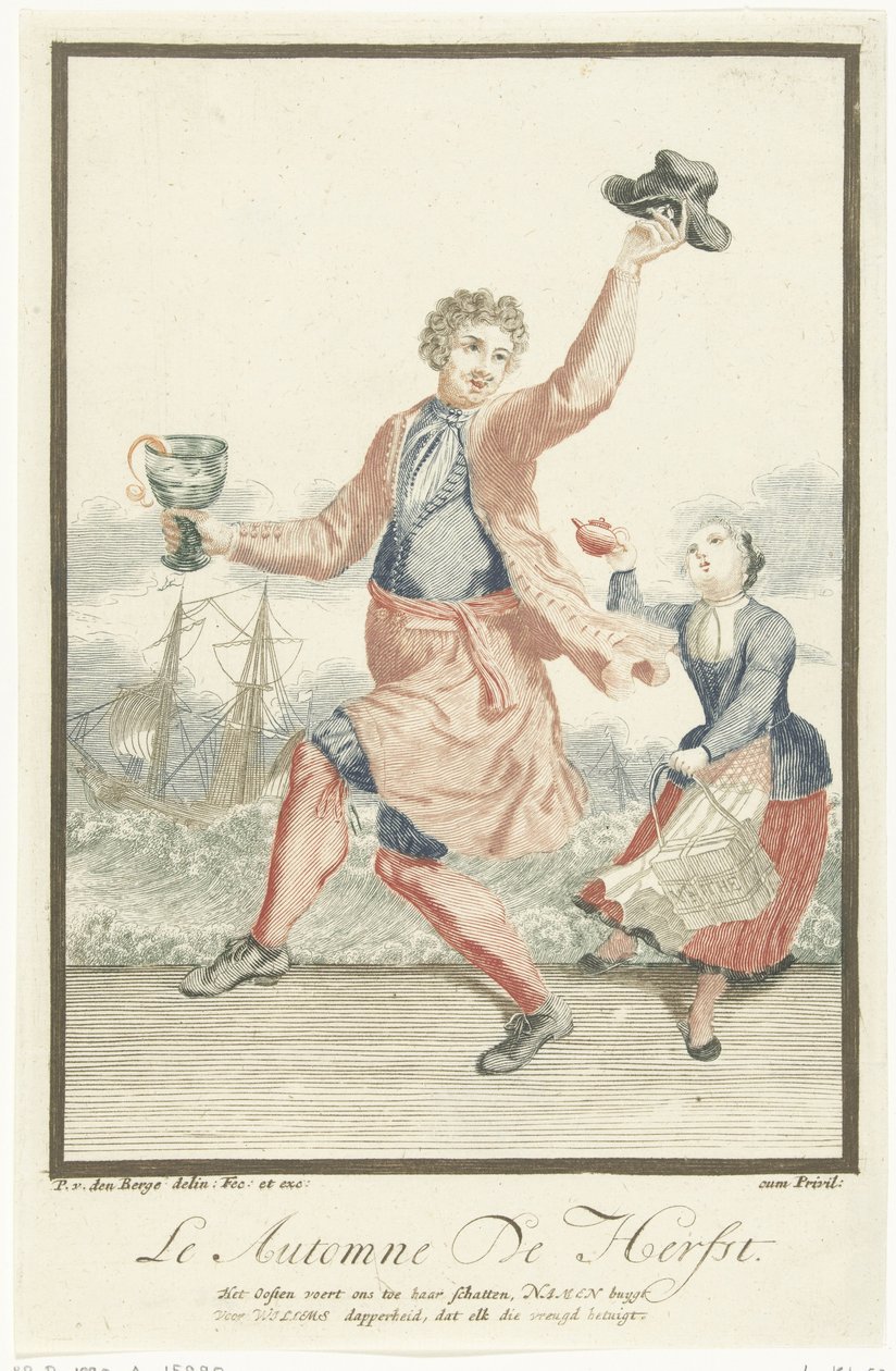 Homem dançarino com um roemer na mão
Le Automne / Autumn (título sobre o objecto)
As quatro estações (título da série) de Pieter van den Berge