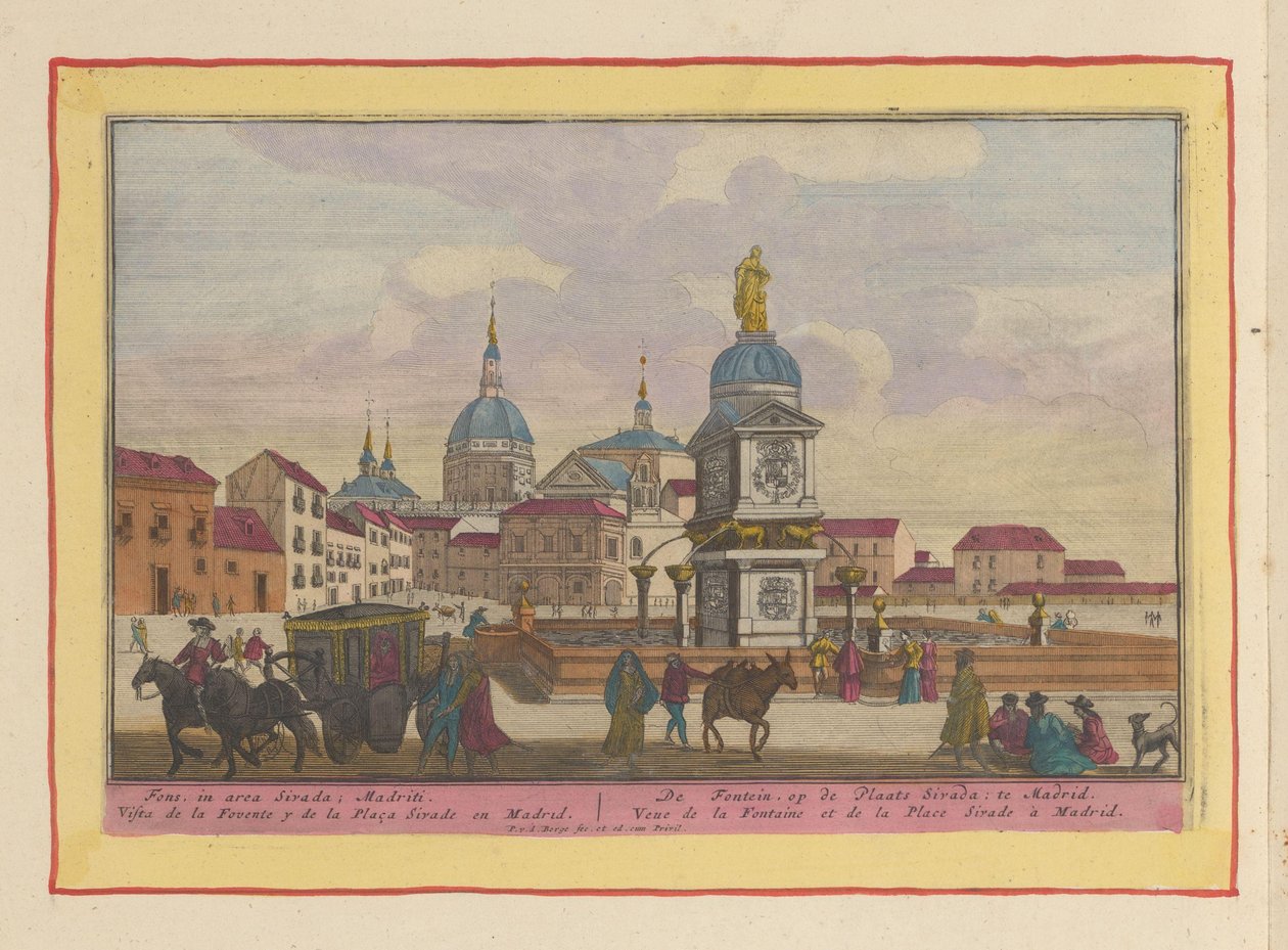 Fonte na Praça Sivada em Madrid A Fonte, na Praça Sirada (título no objeto) Theatrum Hispaniae (...) (título da série) de Pieter van den Berge