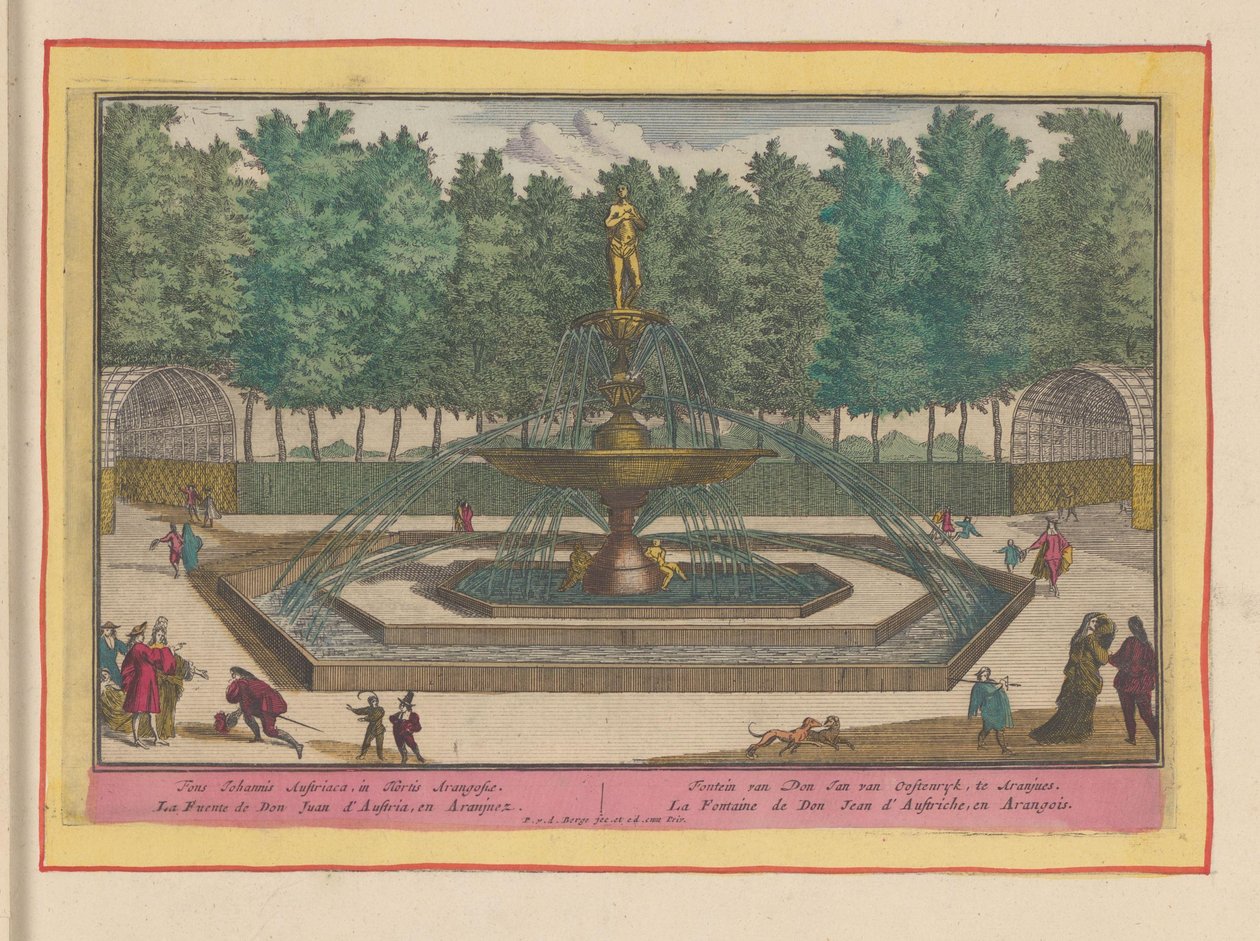 Fonte de Don Juan da Áustria nos jardins do Palácio Real de Aranjuez
Fonte de Dom João da Áustria, em Aranjues (título sobre o objecto)
Theatrum Hispaniae (...) (título da série) de Pieter van den Berge