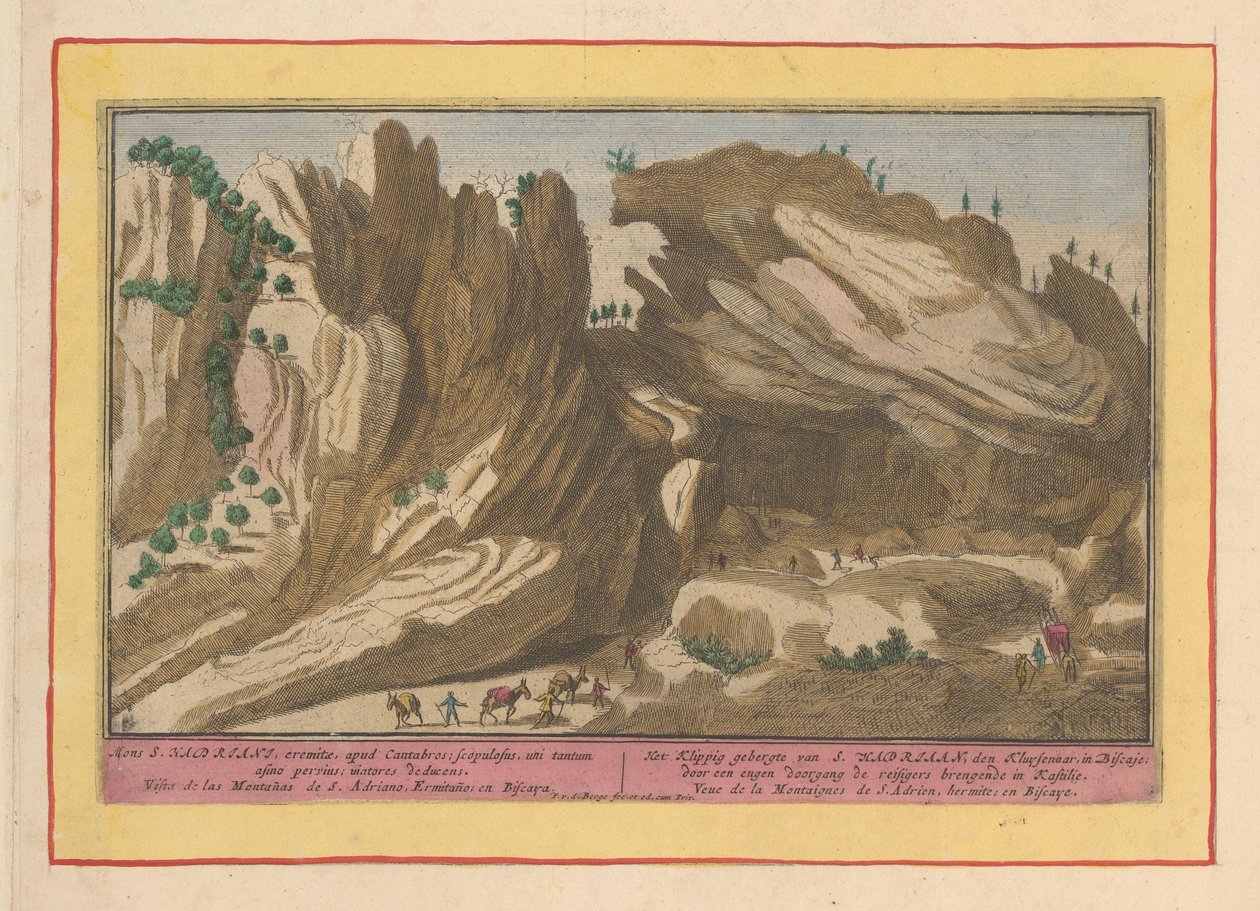 Montanhas de San Adrian na Biscaia
As montanhas Cliffy de San Adrian, o Kluysebaar, na Biscaia; através de uma estreita passagem que traz os viajantes a Castela (título sobre o objecto)
Theatrum Hispaniae (...) (título da série) de Pieter van den Berge