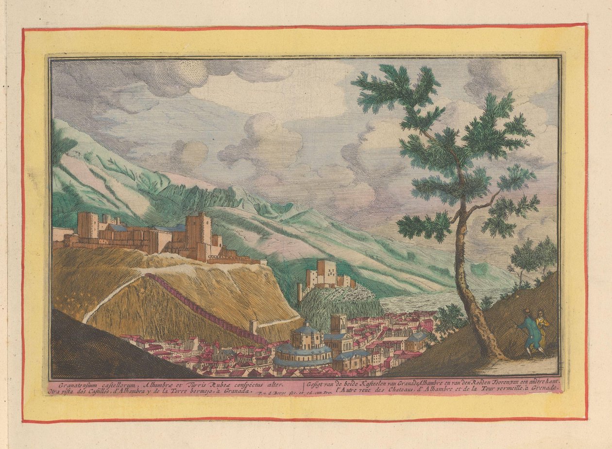 Vista de Granada e dos edifícios da Alhambra
Vista dos dois castelos de Granada, Alhambre e a Torre Vermelha; de outra vista (título sobre o objecto)
Theatrum Hispaniae (...) (título da série) de Pieter van den Berge