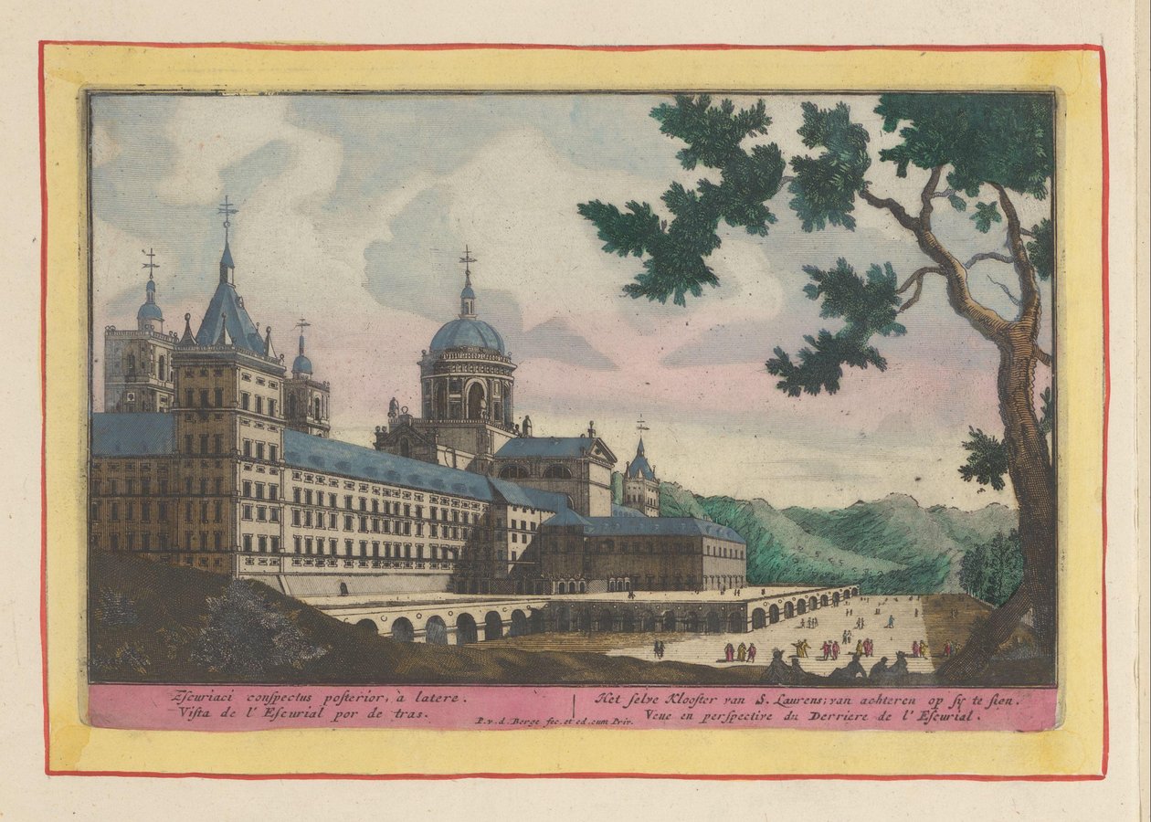 Vista da parte de trás do Escorial
O mosteiro de S. Laurens; a ser visto por trás (título sobre o objecto)
Theatrum Hispaniae (...) (título da série) de Pieter van den Berge