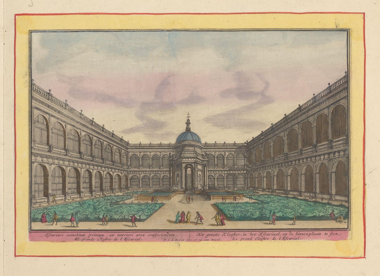 Vista do pátio do Grande Mosteiro no Escorial
O Grande Convento, no Escorial, no pátio (título sobre o objecto)
Theatrum Hispaniae (...) (título da série) de Pieter van den Berge
