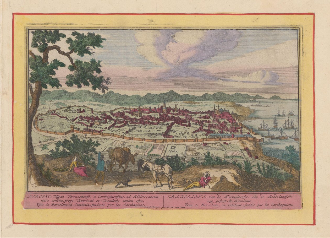 Vista da cidade de Barcelona
Barcelona, dos cartagineses da costa mediterrânica, na Catalunha (...) (título sobre o objecto)
Theatrum Hispaniae (...) (título da série) de Pieter van den Berge