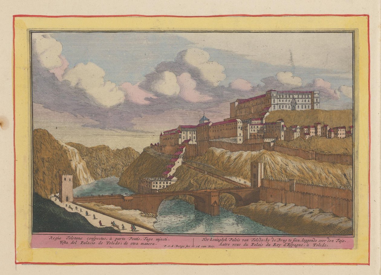 Vista do Alcázar em Toledo
O Palácio Real de Toledo; junto à Ponte sobre o Tajo (título sobre o objecto)
Theatrum Hispaniae (...) (título da série) de Pieter van den Berge