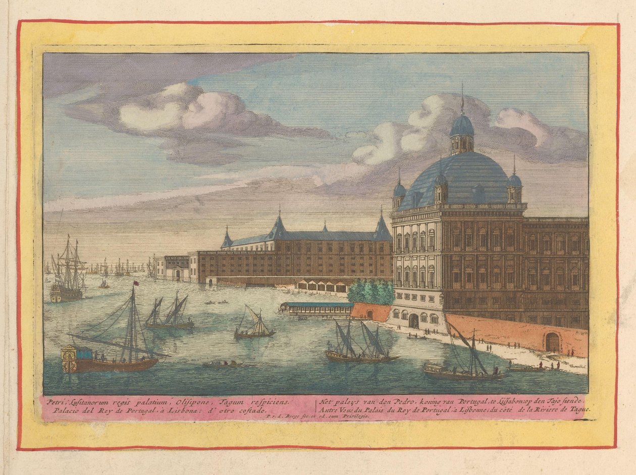Vista do Palácio Real em Lisboa
O palácio de Dom Pedro, Rei de Portugal, em Lisboa, sentado no Tajo (título sobre o objecto)
Theatrum Hispaniae (...) (título da série) de Pieter van den Berge
