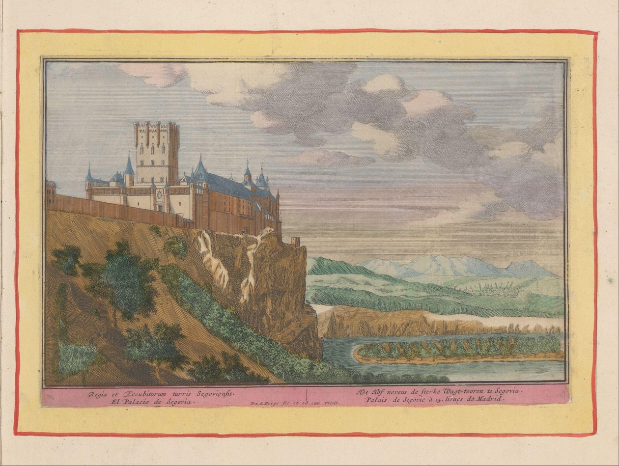 Castelo de Segóvia
O tribunal junto à forte torre de vigia em Segóvia / Regia et Excubitorum turris Segoviensis (título sobre o objecto)
Theatrum Hispaniae (...) (título da série) de Pieter van den Berge
