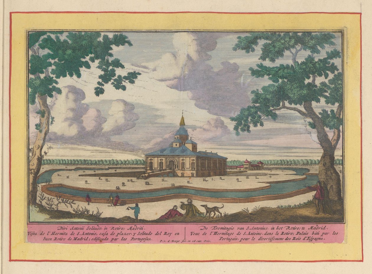 Igreja de Santo António, nos jardins do Palácio del Buen Retiro, Madrid
A Emissão de Santo António, no Retiro; em Madrid (título sobre o objecto)
Theatrum Hispaniae (...) (título da série) de Pieter van den Berge