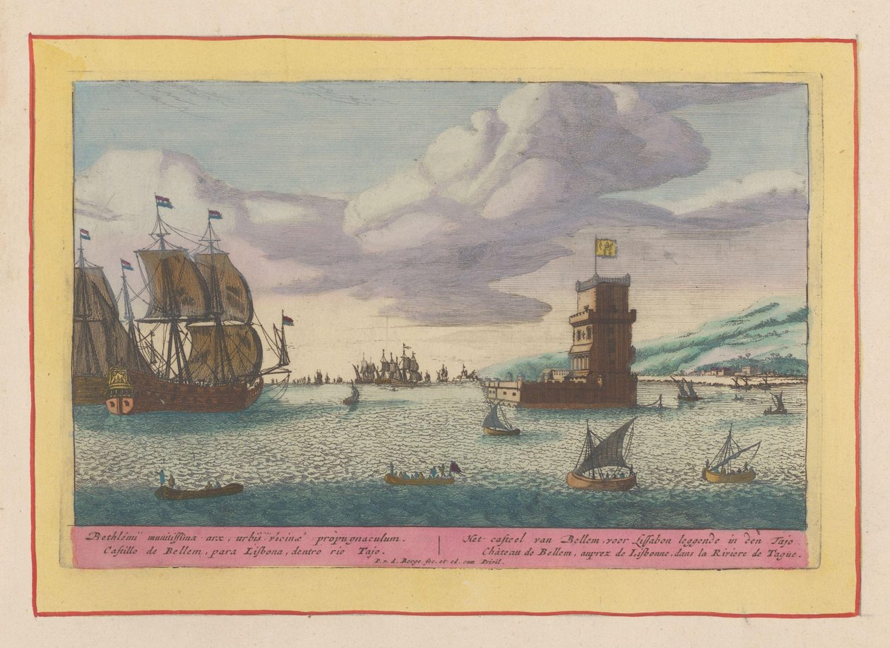 Torre de Belém no rio Tejo
O Castelo de Belém, deitado no rio Tajo em frente de Lisboa (título sobre o objecto)
Theatrum Hispaniae (...) (título da série) de Pieter van den Berge