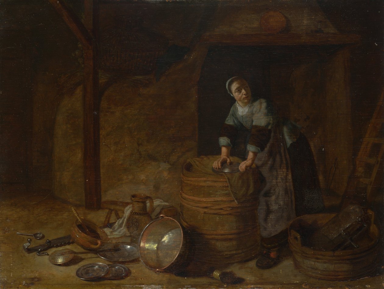 Uma mulher vasculhando uma panela, c. 1650-1660 de Pieter van den Bosch