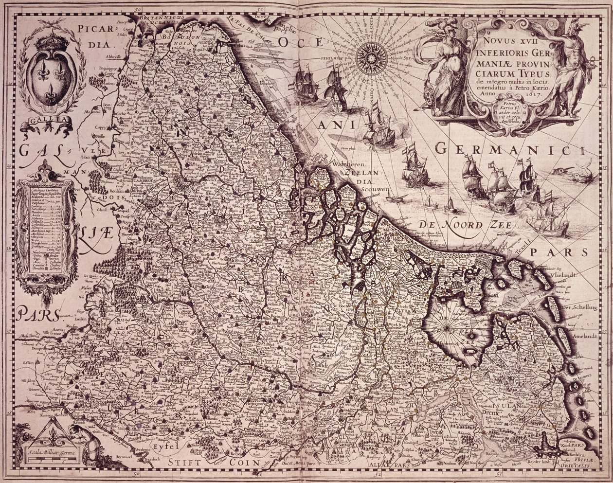 Mapa da Província dos Países Baixos Unidos (gravura) de Pieter van den Keere