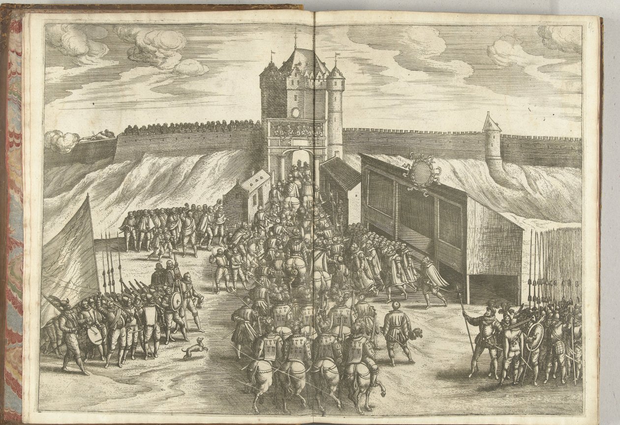 Entrada do arquiduque Ernst em um portão da cidade de Bruxelas, 1594 de Pieter van der Borcht (I) (attributed to)