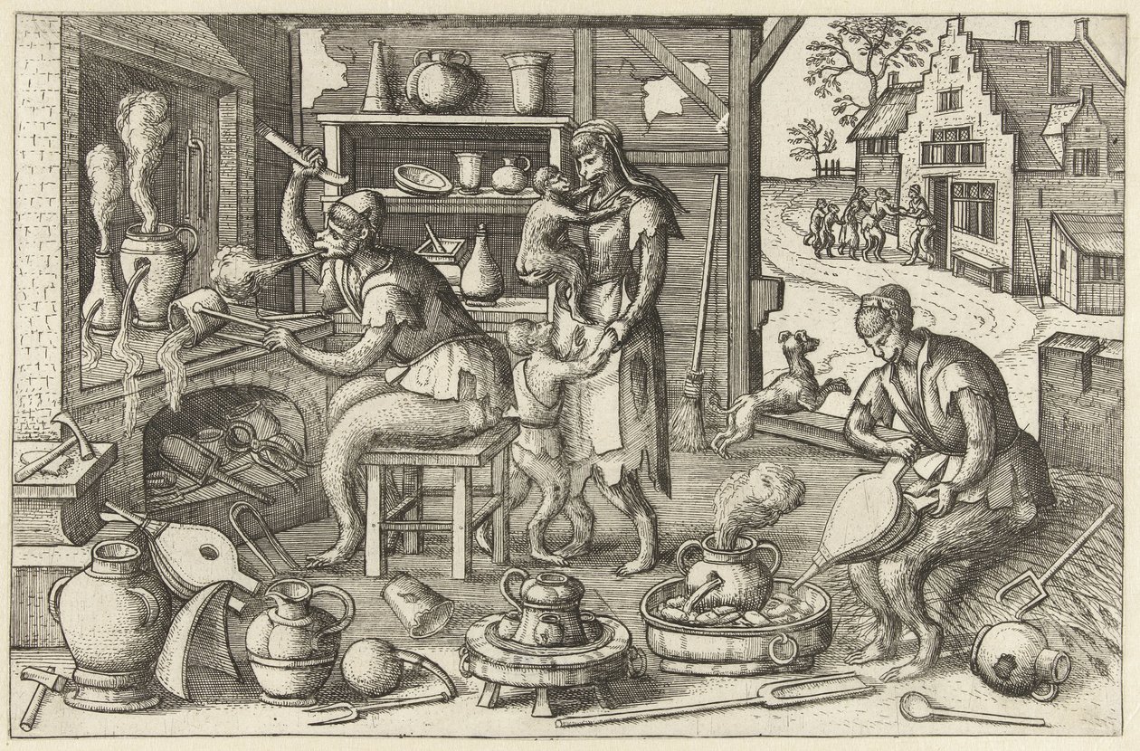 Alquimista Apenspel (título da série) de Pieter van der Borcht (I)