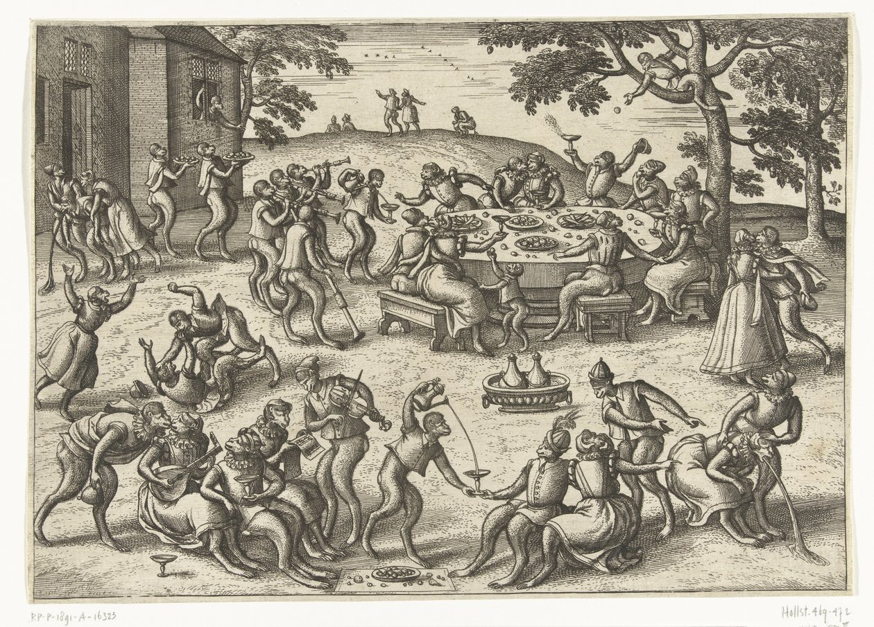 Banquete ao ar livre
Jogo do macaco (título da série) de Pieter van der Borcht (I)