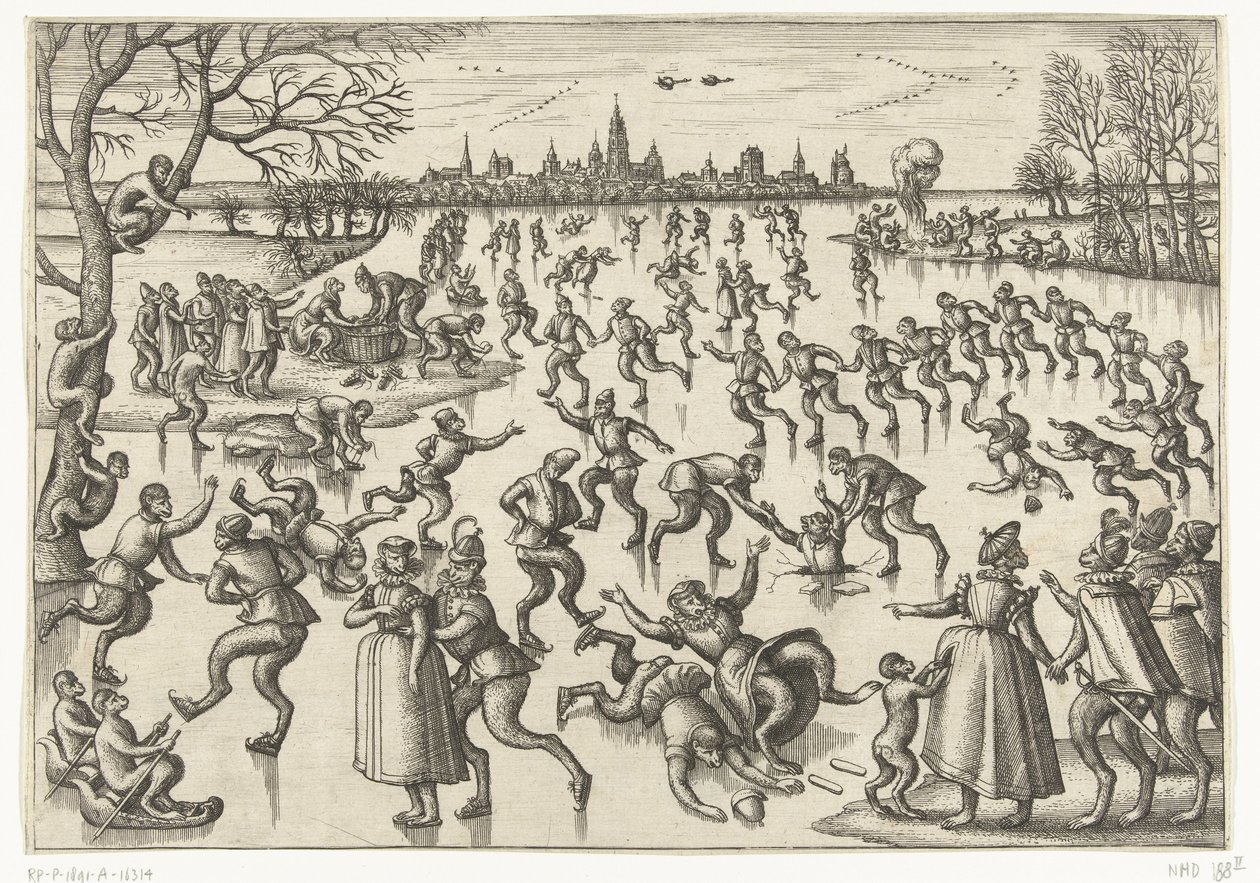 Patinagem no gelo
Jogo do macaco (título da série) de Pieter van der Borcht (I)