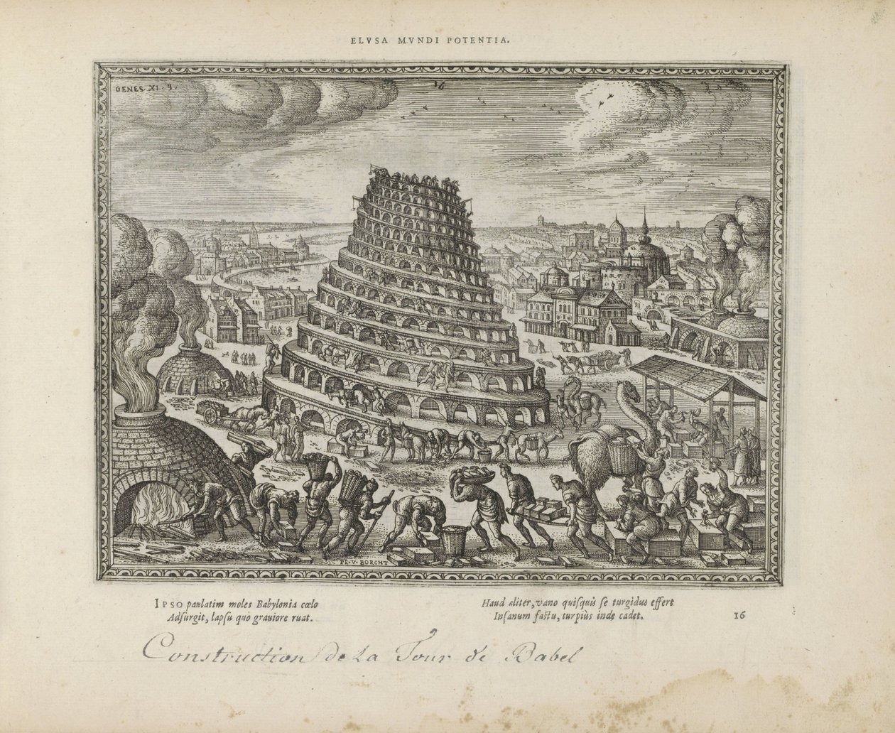 Toren van Babel Elusa mundi potenia (título no objeto) Os Emblemas Sagrados e as Principais Histórias de Ambos os Testamentos (Oude Testament) (título da série) Imagens e figuras de livros (título da série) de Pieter van der Borcht (I)