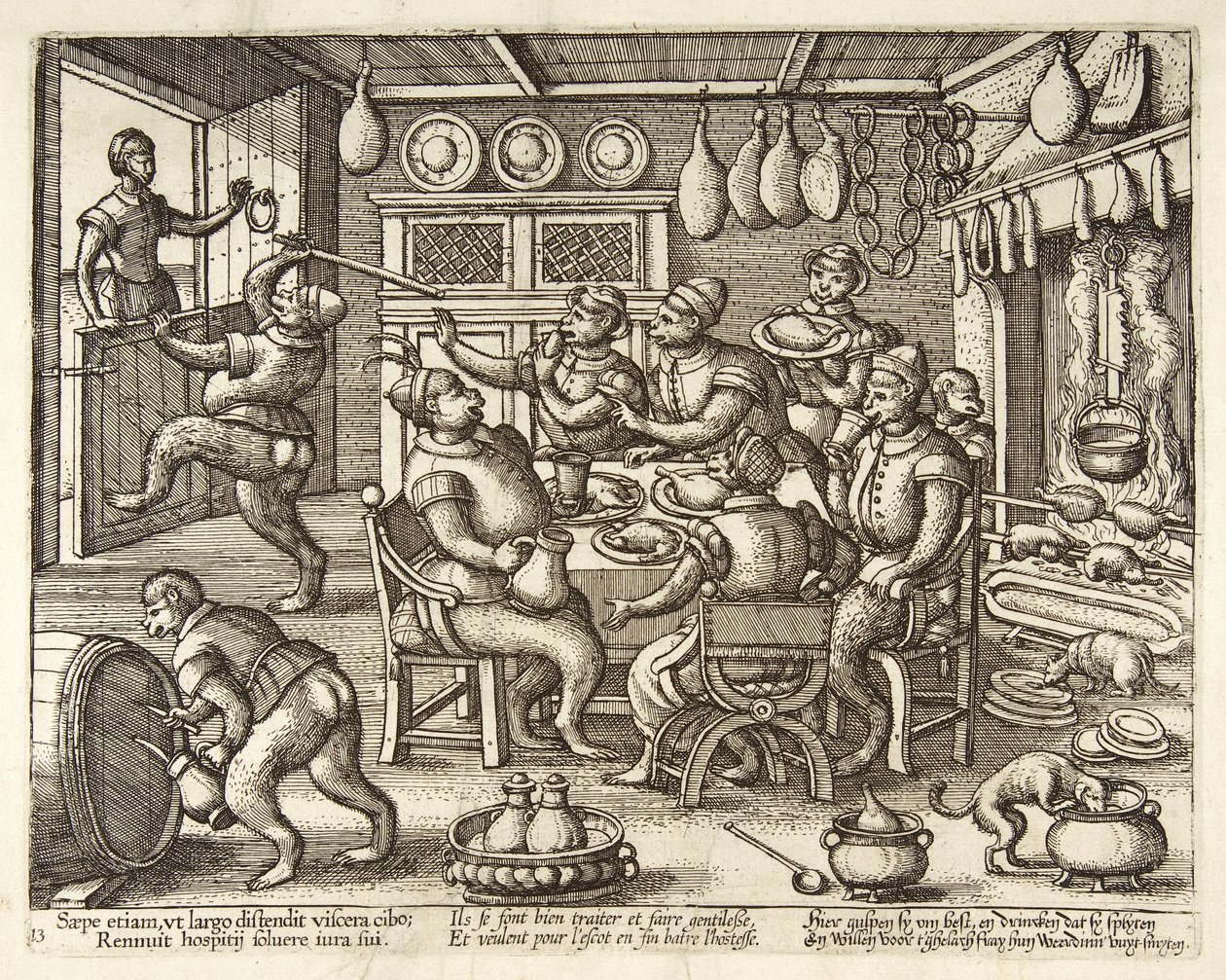 A cozinha gorda, bar. C. 1585 de Pieter van der Borcht
