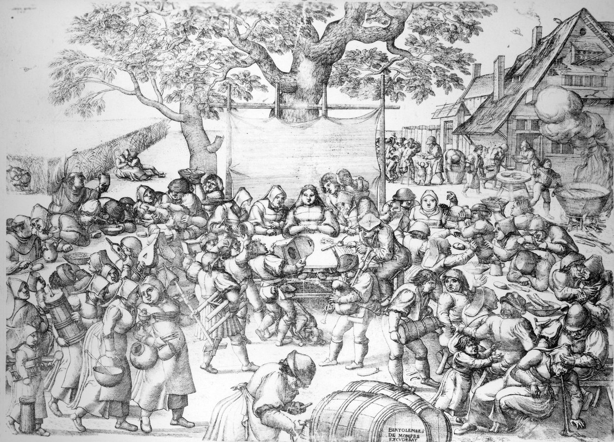 A festa de casamento, 1560 de Pieter van der Borcht