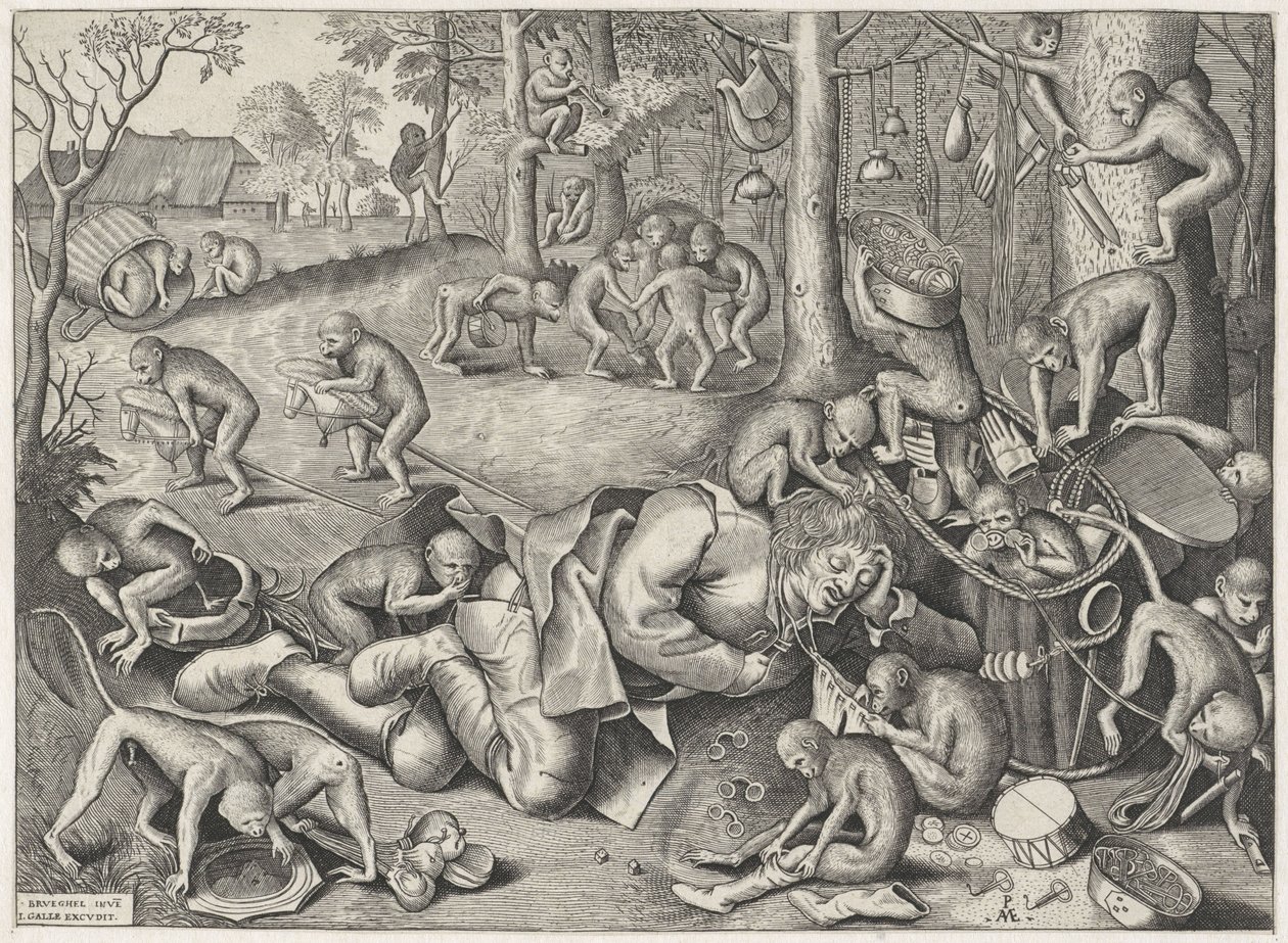mascate roubado por macacos de Pieter van der Heyden