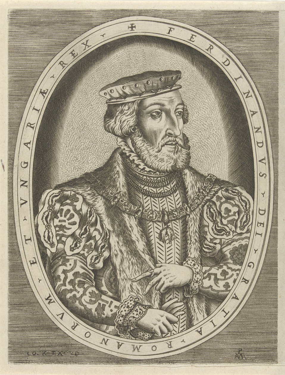 Retrato de Fernando I de Habsburgo, imperador alemão Retratos de governantes (título da série) de Pieter van der Heyden