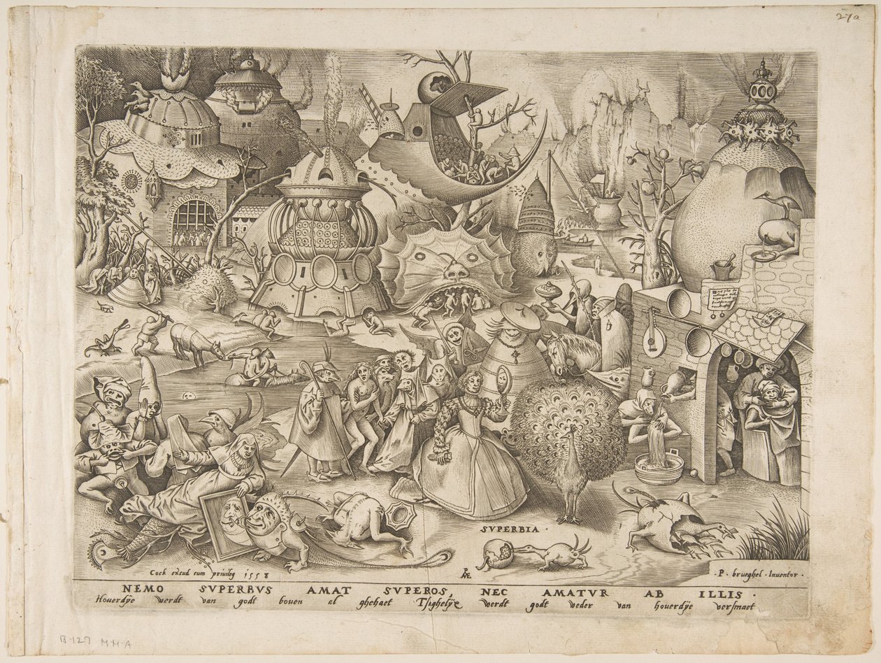 Orgulho Superbia dos Sete Pecados Capitais, 1558. de Pieter van der Heyden