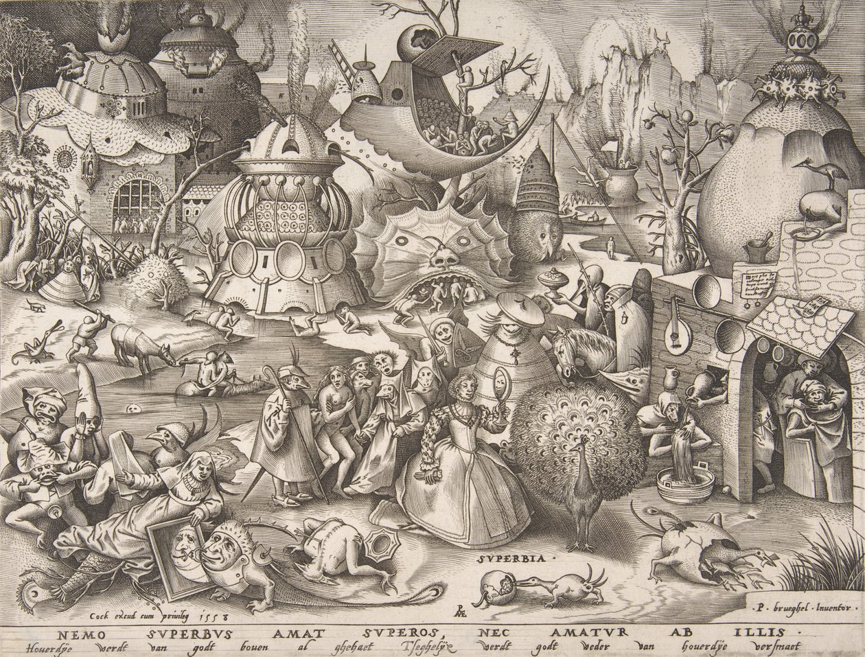 Orgulho Superbia, da série Os Sete Pecados Capitais, 1558. de Pieter van der Heyden