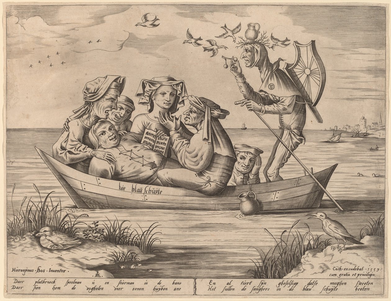 Die Blau Schuyte (O Navio dos Tolos) de Pieter van der Heyden after Hieronymus Bosch