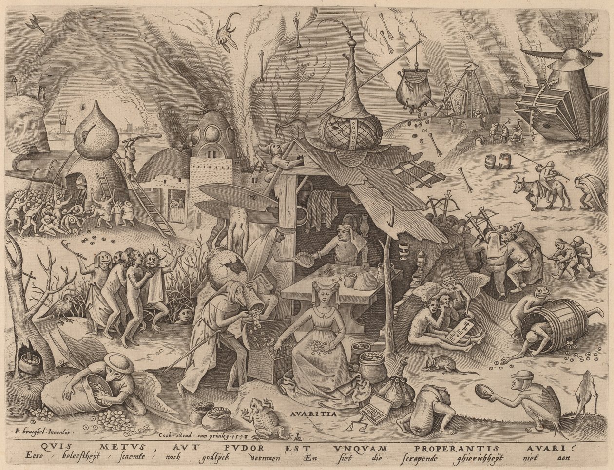 Avareza de Pieter van der Heyden after Pieter Bruegel the Elder