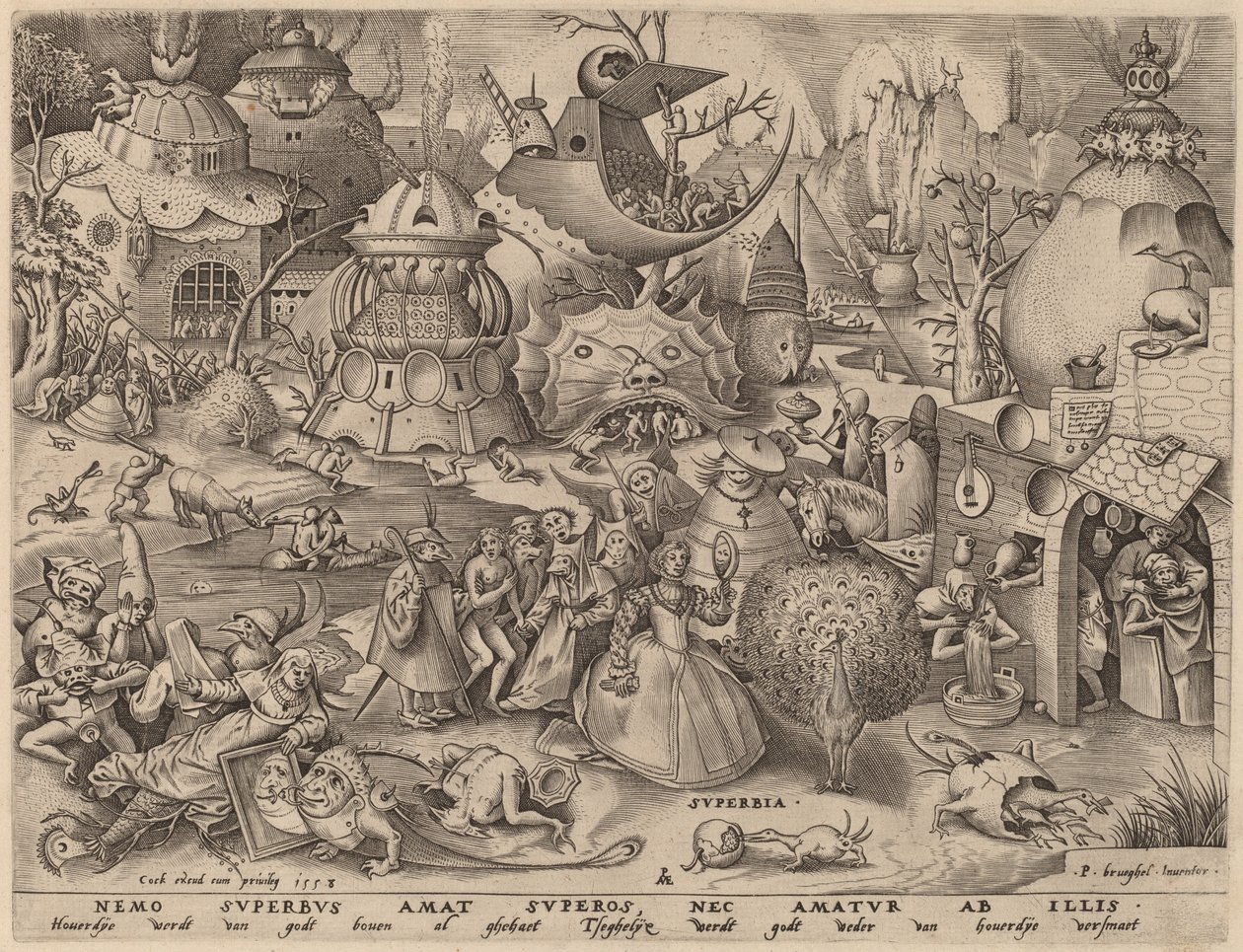 Orgulho de Pieter van der Heyden after Pieter Bruegel the Elder