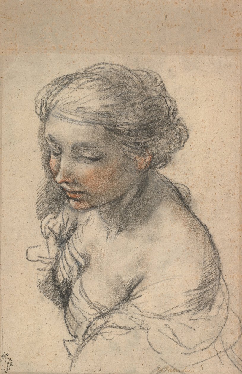 Busto de uma jovem mulher virou-se para a esquerda, 1637 de Pietro da Cortona