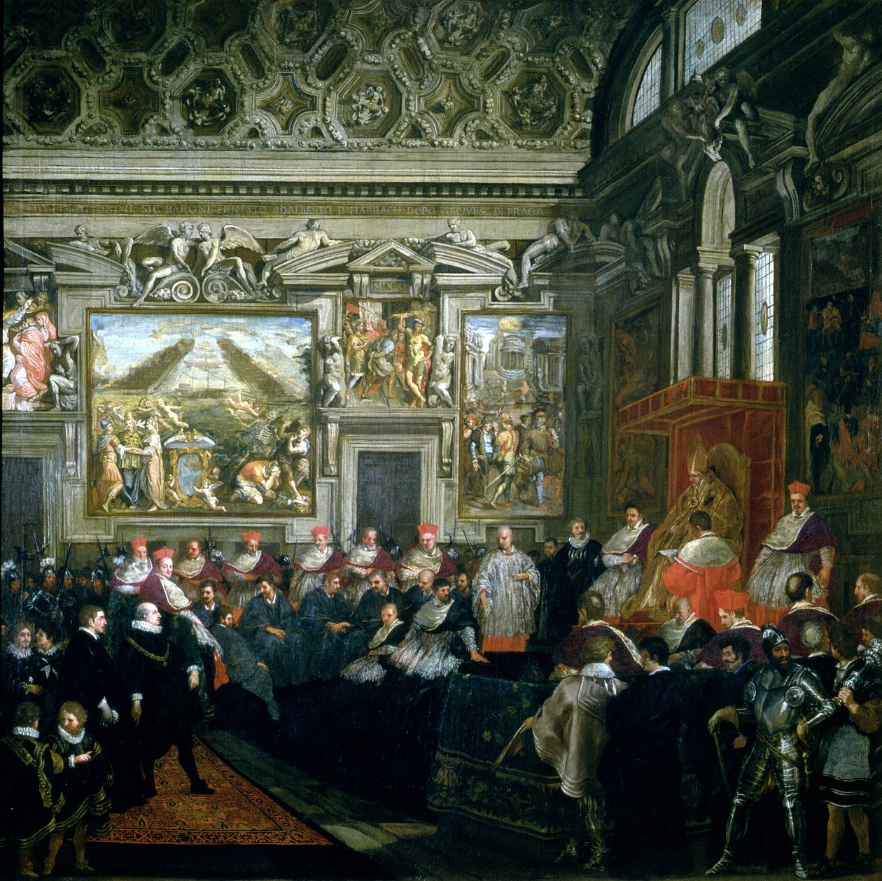 Papa Paulo V (1522-1621) com uma audiência, 1620 de Pietro da Cortona