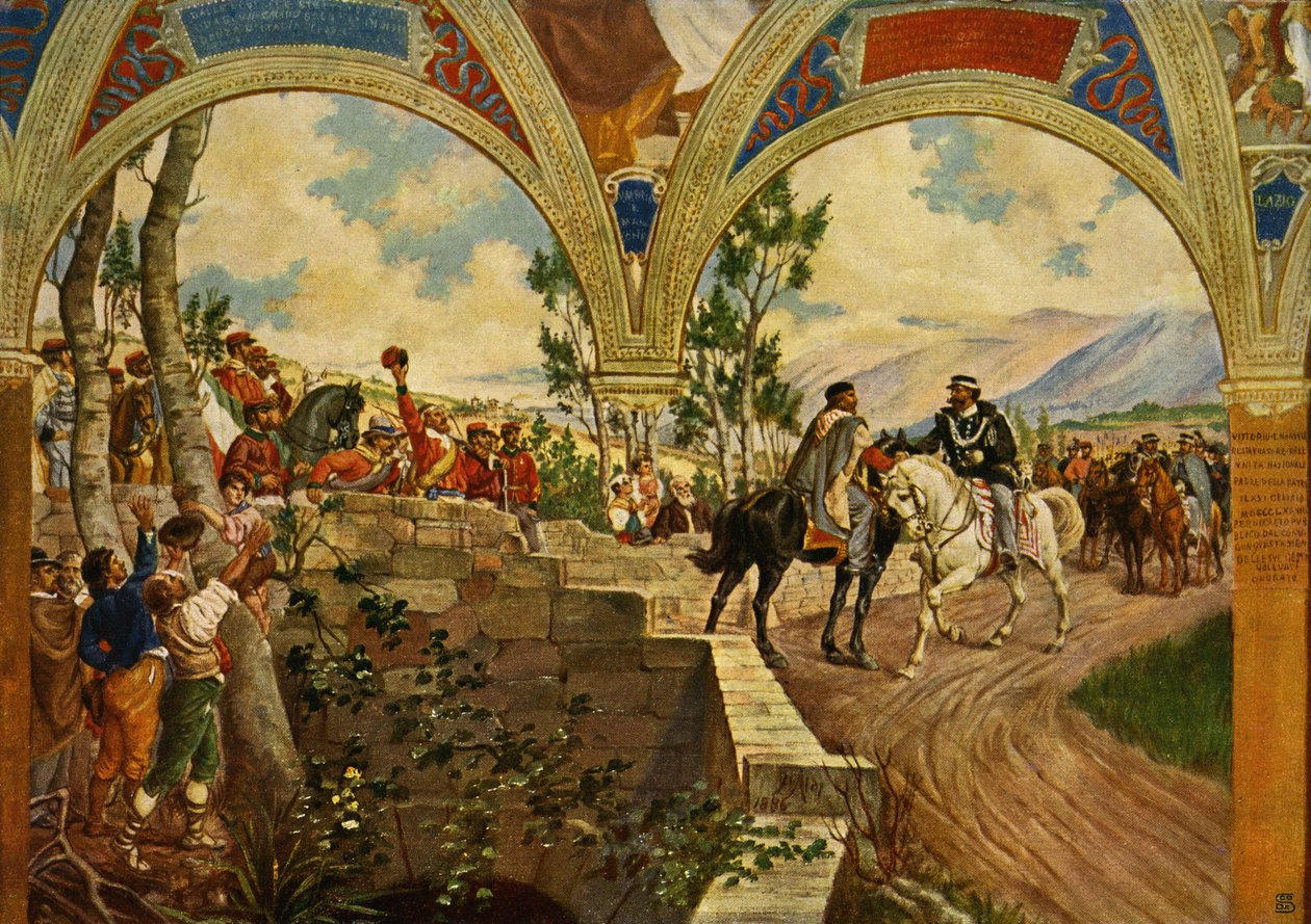 Giuseppe Garibaldi e o rei Victor Emanuel II da Itália - de Pietro Aldi