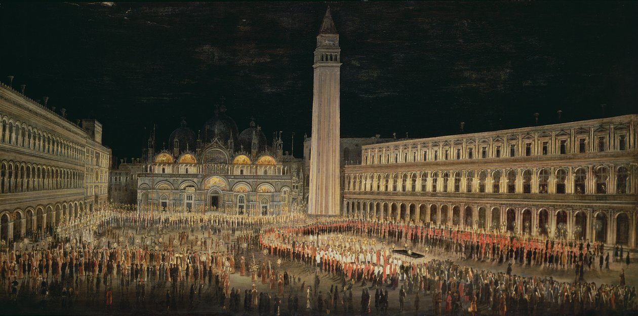 Procissão de velas através da Piazza San Marco de Pietro Antoniani