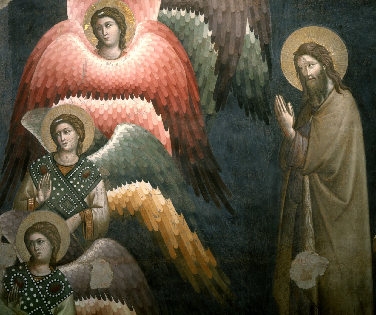 Anjos, detalhe do Juízo Final, segunda metade do século XIII, afresco de Pietro Cavallini de Pietro Cavallini